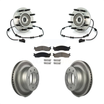 Hub Bearing Coat Brake Rotor Pad Front Kit For 2003-2005 Dodge Ram 2500 3500 4WD