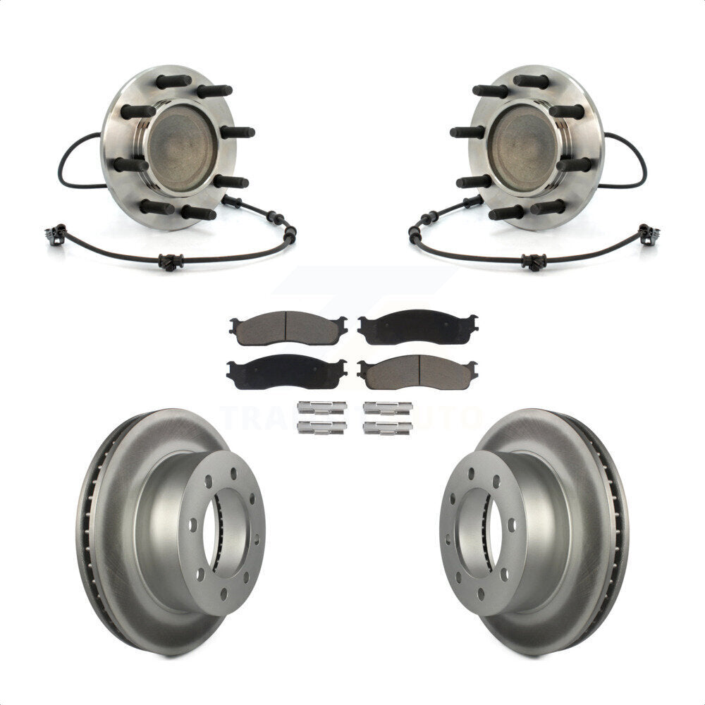 Hub Bearing Coat Brake Rotor Pad Front Kit For 2003-2005 Dodge Ram 2500 3500 RWD