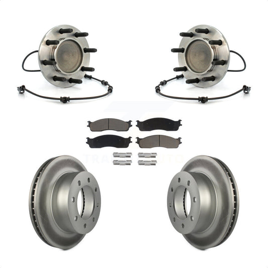 Hub Bearing Coat Brake Rotor Pad Front Kit For 2003-2005 Dodge Ram 2500 3500 RWD