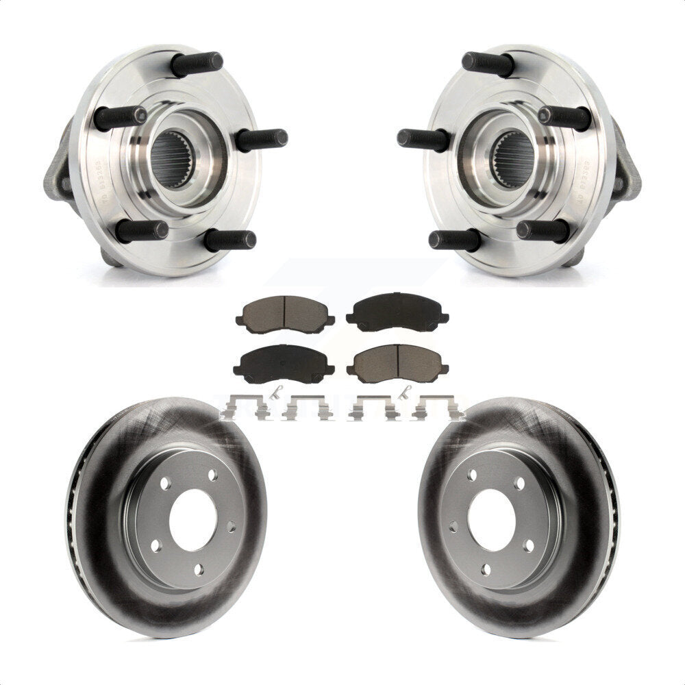 Hub Bearing Coated Brake Rotor & Pad Front Kit For 2009 Dodge Caliber R/T/SXT/SE