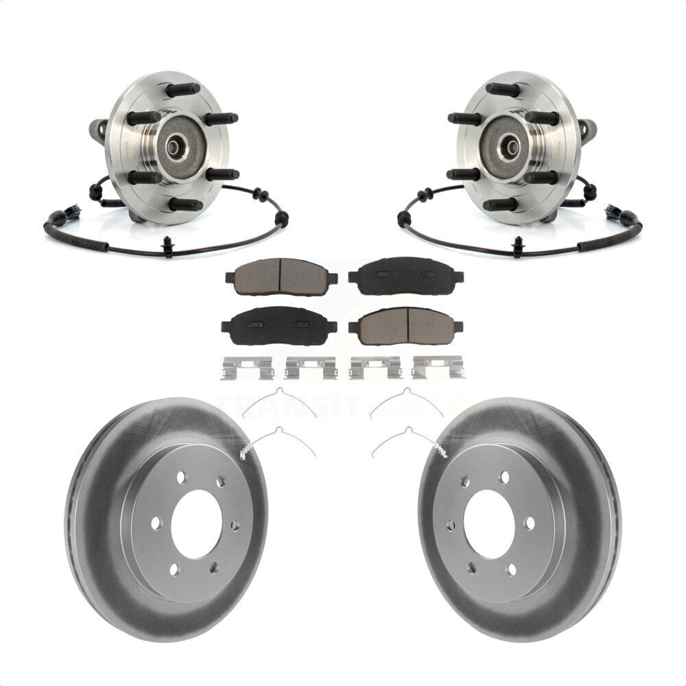 Hub Bearing Coated Brake Rotor Pads Front Kit For Ford F-150 Lincoln Mark LT 4WD