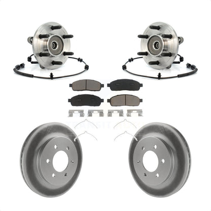Hub Bearing Coated Brake Rotor Pads Front Kit For Ford F-150 Lincoln Mark LT 4WD