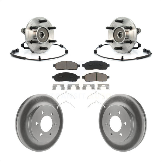 Hub Bearing Coated Brake Rotor Pads Front Kit For Ford F-150 Lincoln Mark LT 4WD