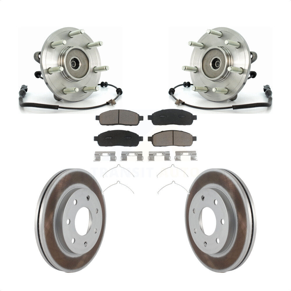 Hub Bearing Coated Brake Rotor Pads Front Kit For Ford F-150 Lincoln Mark LT 4WD