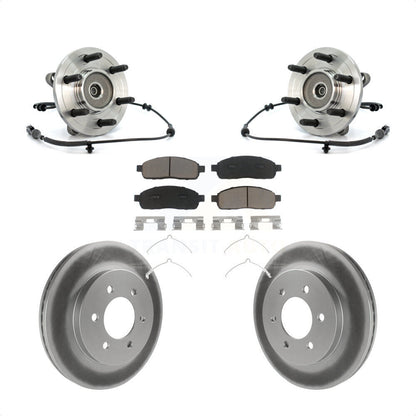 Hub Bearing Assembly Coated Disc Brake Rotor & Pads Front Kit For Ford F-150 4WD