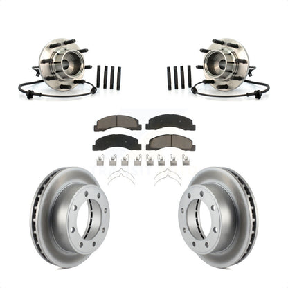 Hub Bearing Coated Brake Rotor & Pads Front Kit For 2001-2005 Ford Excursion 4WD
