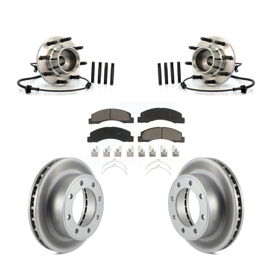 Hub Bearing Coated Brake Rotor & Pads Front Kit For 2001-2005 Ford Excursion 4WD