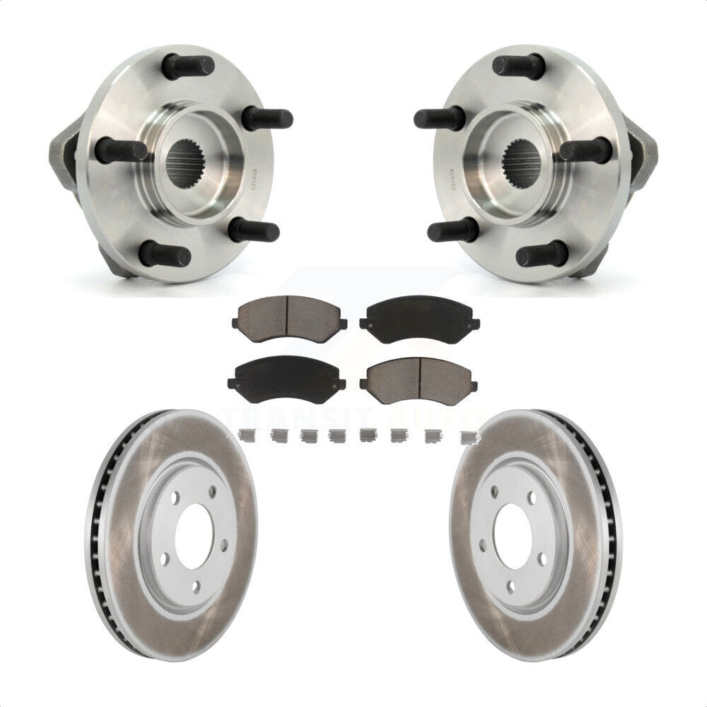Hub Bearing Coated Brake Rotor & Pads Front Kit For Dodge Grand Caravan Chrysler