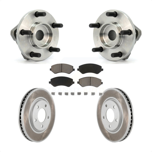 Hub Bearing Coated Brake Rotor & Pads Front Kit For Dodge Grand Caravan Chrysler