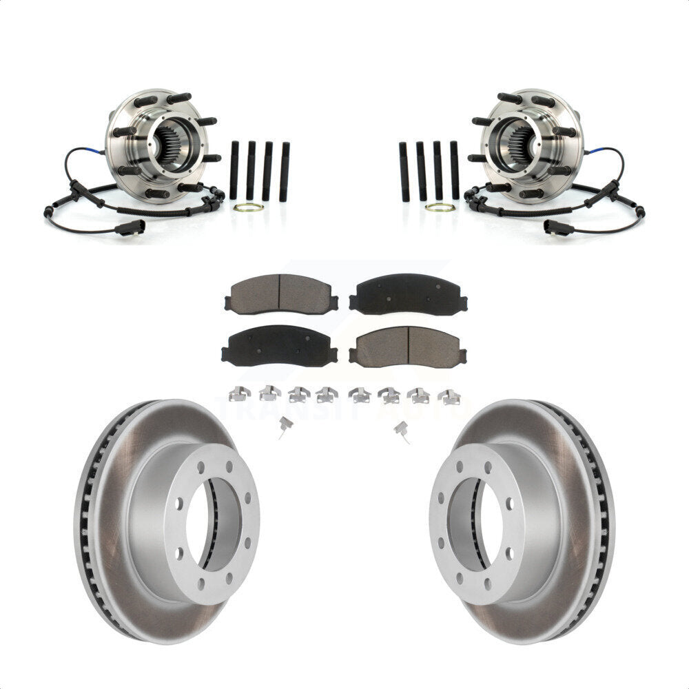 Hub Bearing Coated Brake Rotor Pad Front Kit For Ford F-350 Super Duty F-250 4WD
