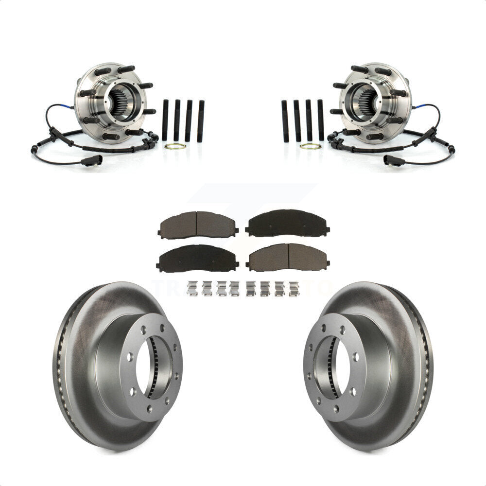 Hub Bearing Coated Brake Rotor Pad Front Kit For Ford F-250 Super Duty F-350 4WD