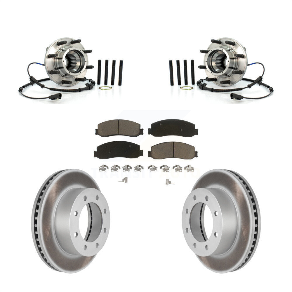 Hub Bearing Coated Brake Rotor Pad Front Kit For Ford F-350 Super Duty F-250 4WD
