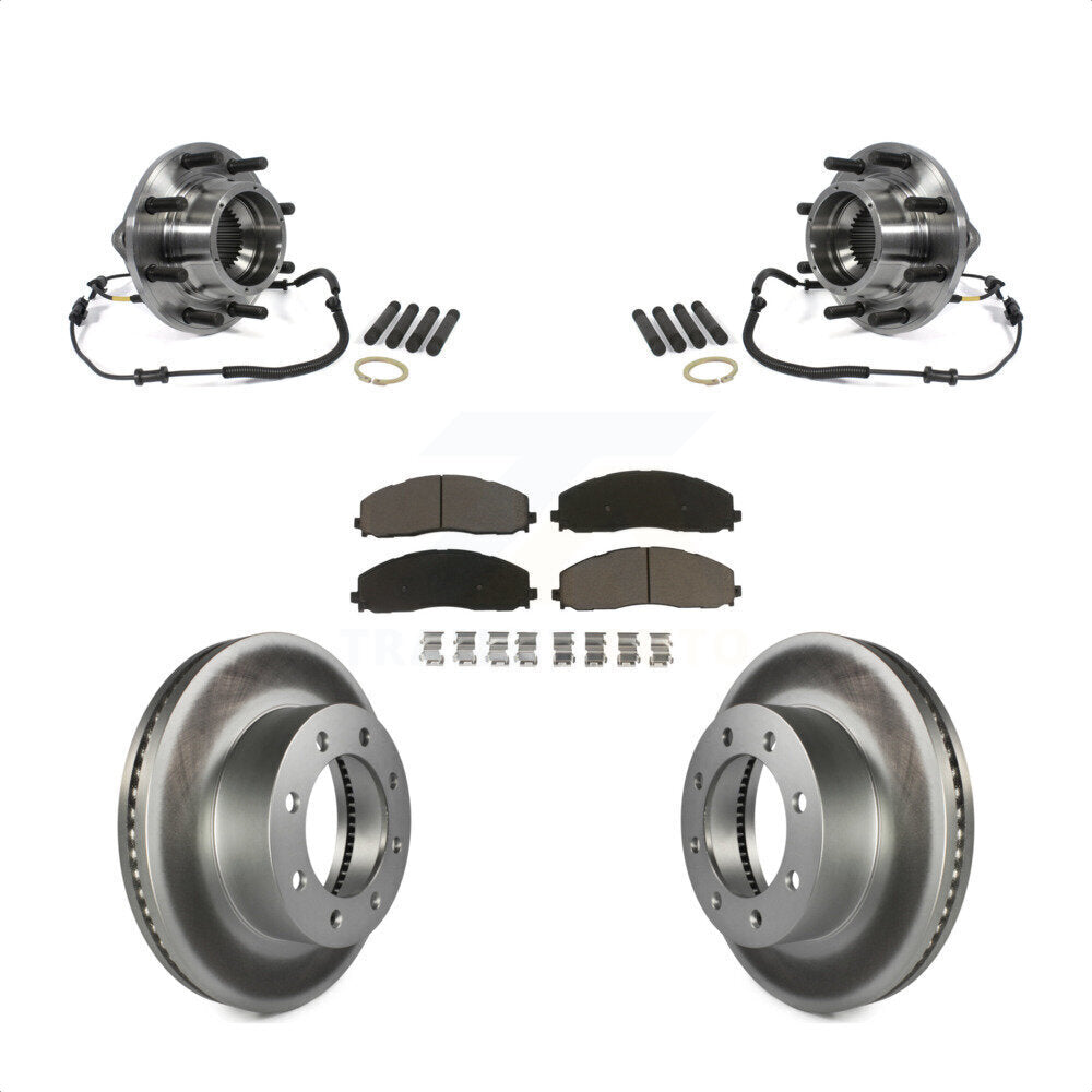 Hub Bearing Coated Brake Rotor Pads Front Kit For 2014 Ford F-350 Super Duty 4WD