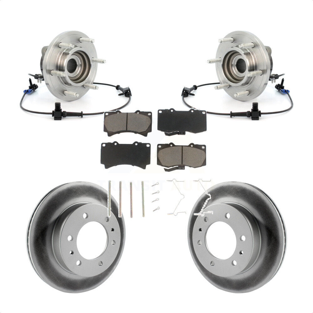 Hub Bearing Assembly Coated Brake Rotor & Pads Front Kit For 2006-2008 Hummer H3