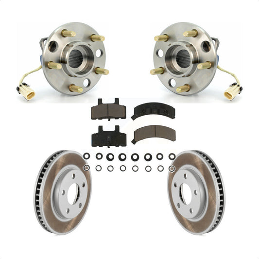 Hub Bearing Coated Brake Rotor & Pad Front Kit For Cadillac DeVille Fleetwood 60