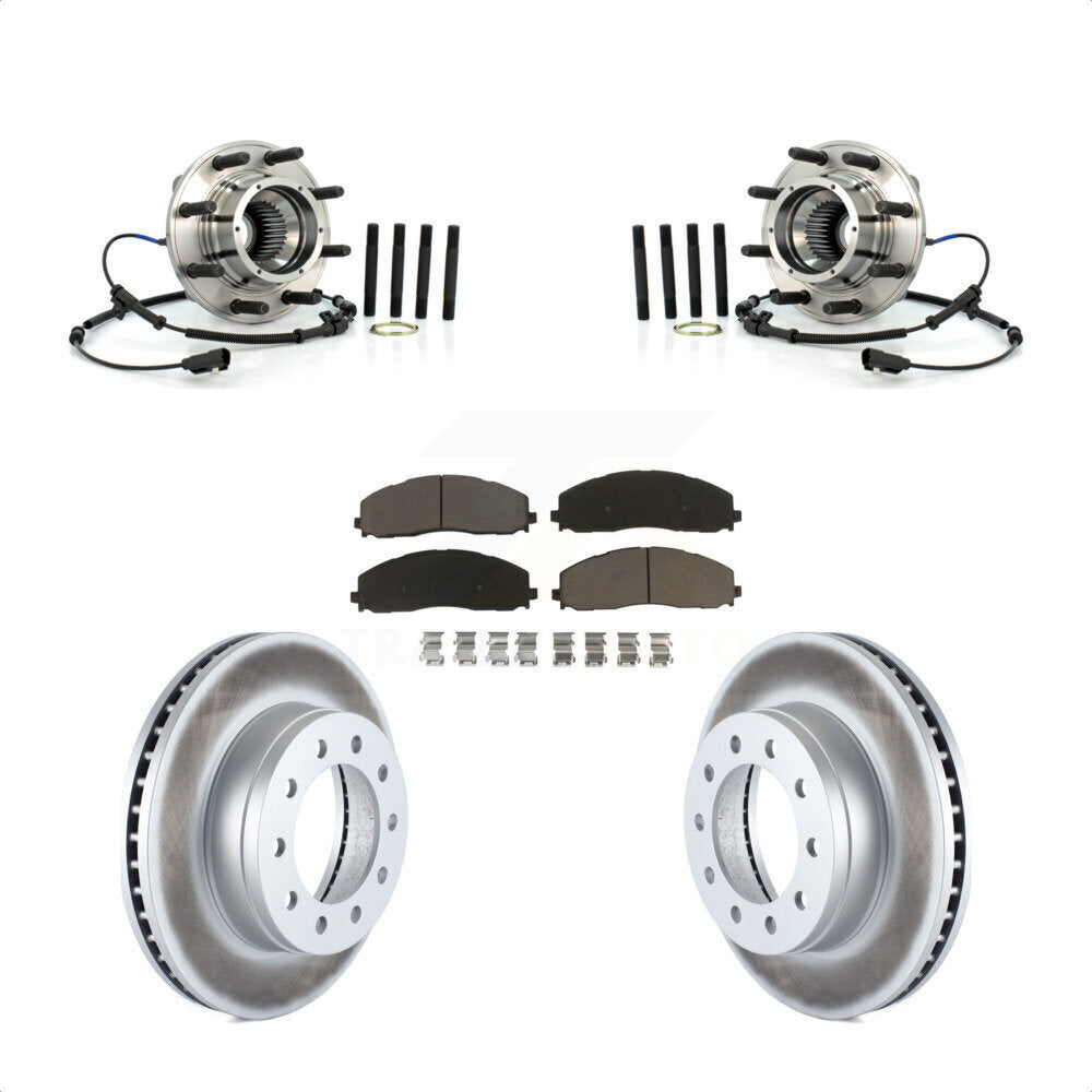 Hub Bearing Coated Brake Rotor Pads Front Kit For 2013 Ford F-250 Super Duty 4WD