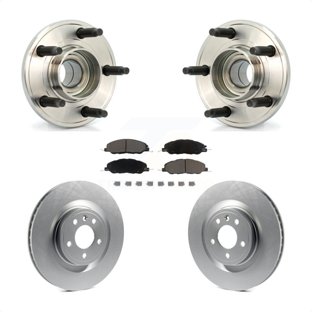 Hub Bearing Assembly Coated Disc Brake Rotor And Pads Front Kit For Ford Mustang