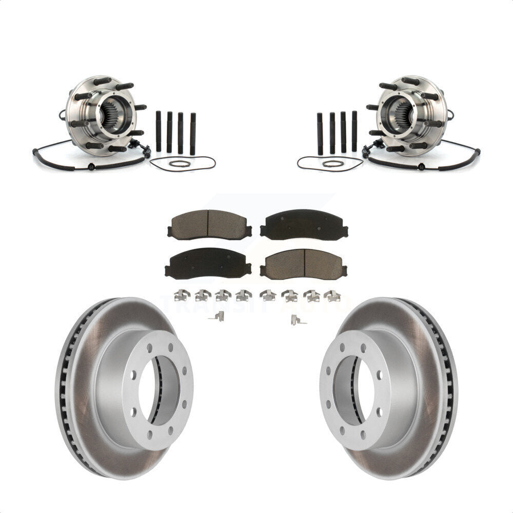 Hub Bearing Coated Brake Rotor Pad Front Kit For 08-10 Ford F-350 Super Duty 4WD