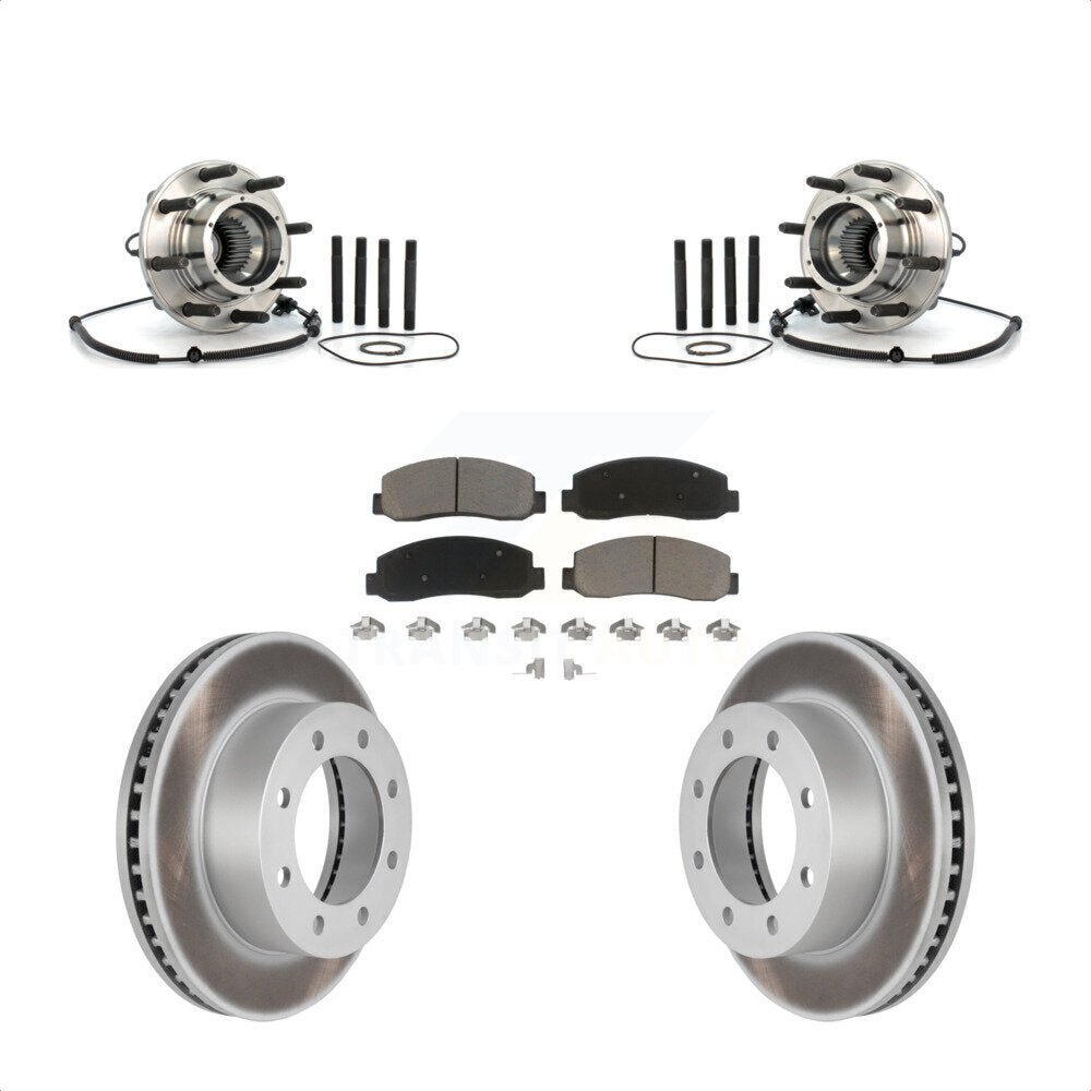 Hub Bearing Coated Brake Rotor And Pad Front Kit For Ford F-250 Super Duty F-350