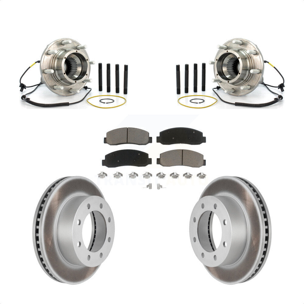 Hub Bearing Assembly Coated Brake Rotor Pads Front Kit For Ford F-250 Super Duty