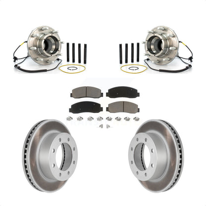 Hub Bearing Assembly Coated Brake Rotor Pads Front Kit For Ford F-250 Super Duty
