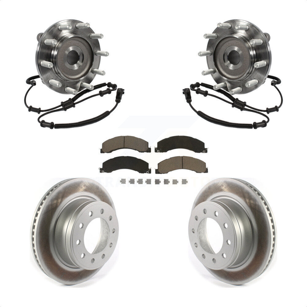 Hub Bearing Assembly Coated Brake Rotor & Pads Front Kit For Ram Dodge 4500 5500