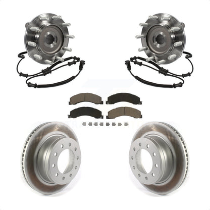 Hub Bearing Assembly Coated Brake Rotor & Pads Front Kit For Ram Dodge 4500 5500