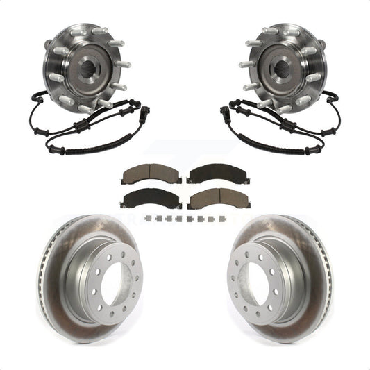 Hub Bearing Assembly Coated Brake Rotor & Pads Front Kit For Ram Dodge 4500 5500