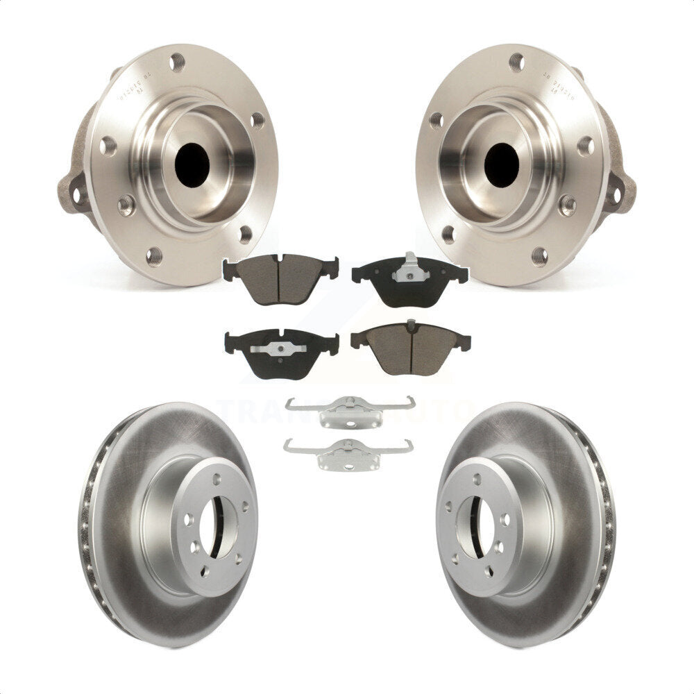 Hub Bearing Assembly Coated Brake Rotor And Pad Front Kit For BMW 530i 525i 528i