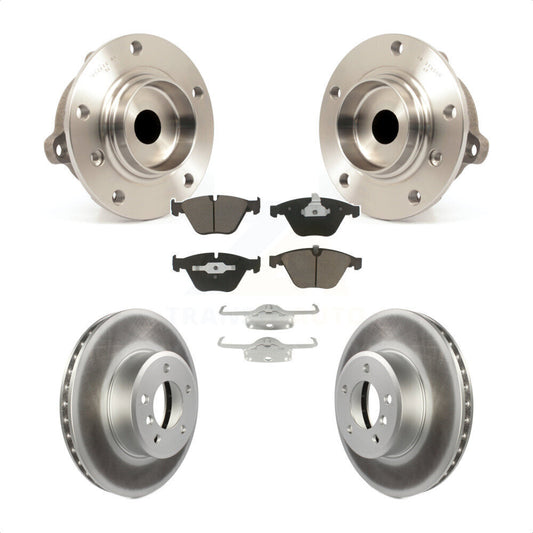 Hub Bearing Assembly Coated Brake Rotor And Pad Front Kit For BMW 530i 525i 528i