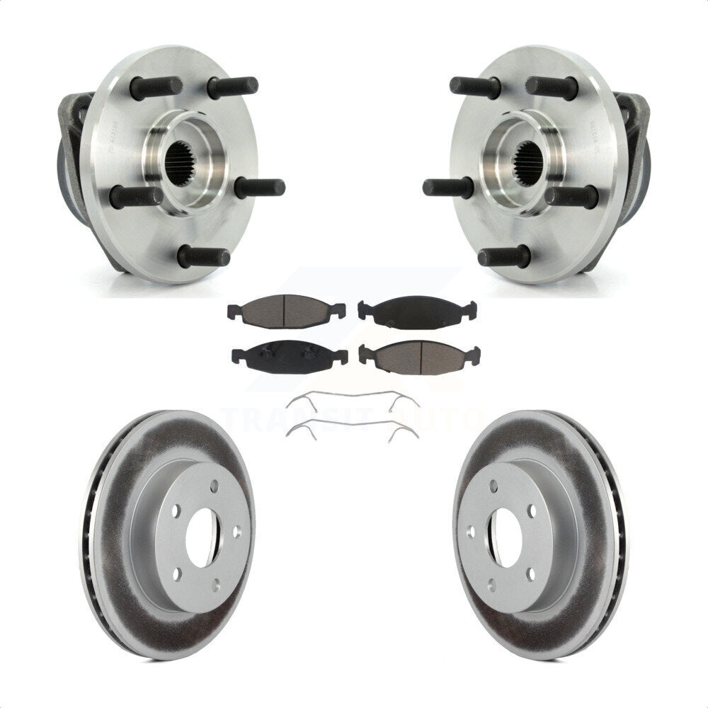 Hub Bearing Assembly Coated Brake Rotor & Pads Front Kit For Jeep Grand Cherokee
