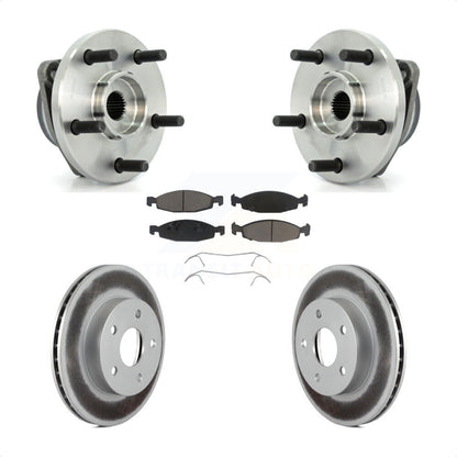 Hub Bearing Assembly Coated Brake Rotor & Pads Front Kit For Jeep Grand Cherokee