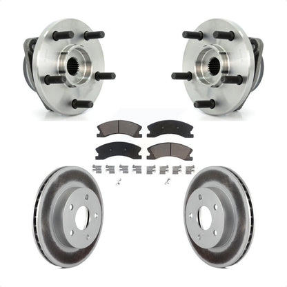 Hub Bearing Assembly Coated Brake Rotor & Pads Front Kit For Jeep Grand Cherokee