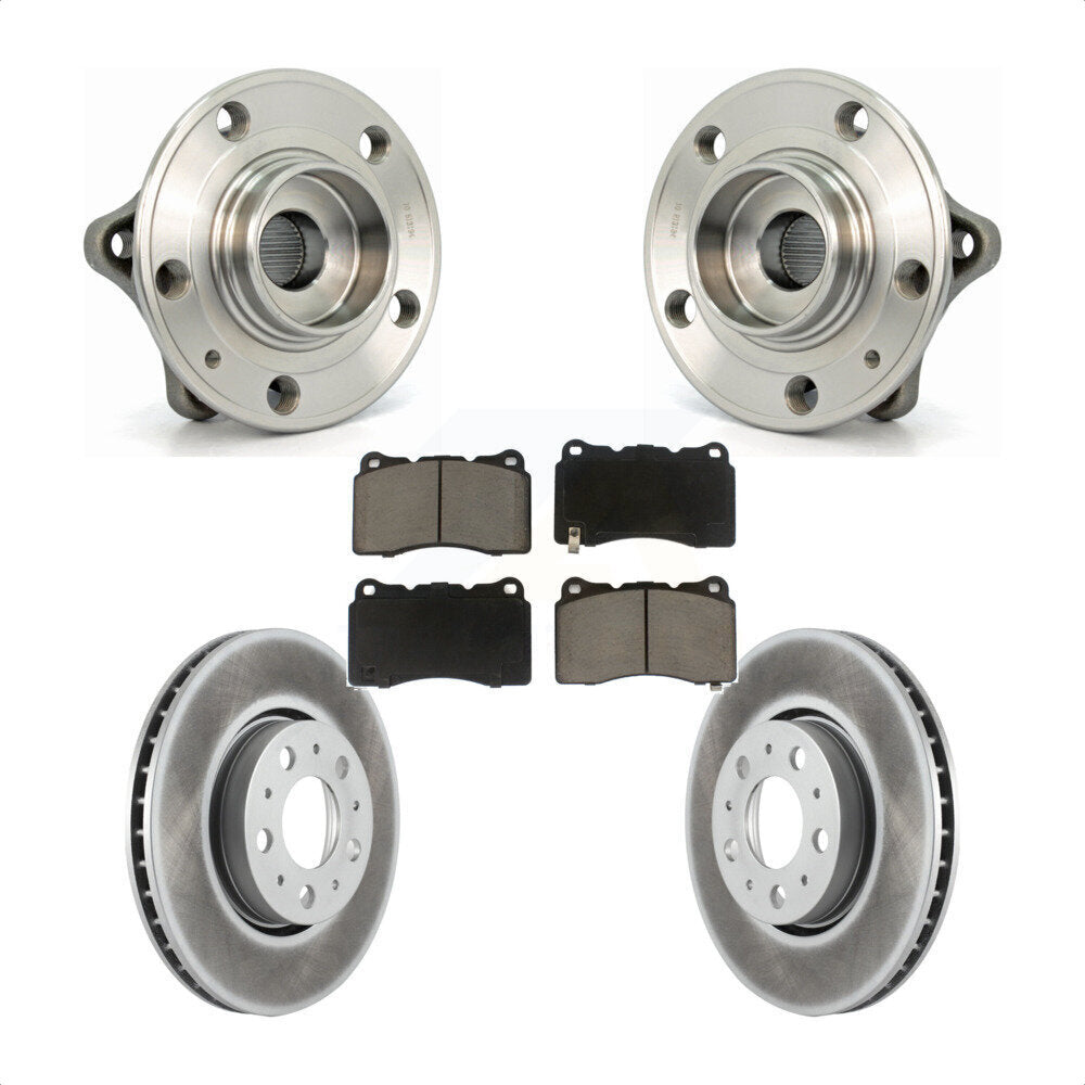 Hub Bearing Assembly Coated Brake Rotor Pads Front Kit For 2005-2007 Volvo V70 R