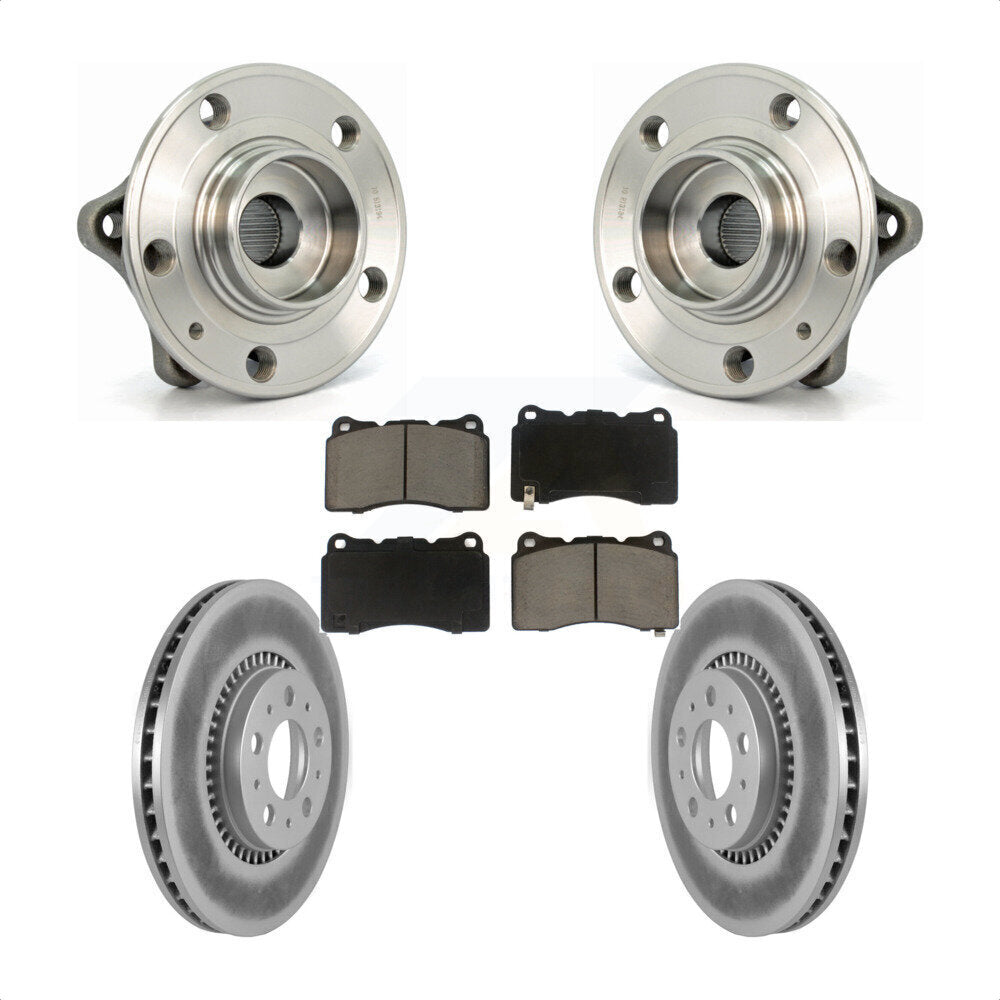 Hub Bearing Assembly Coated Brake Rotor Pads Front Kit For 2005-2007 Volvo V70 R