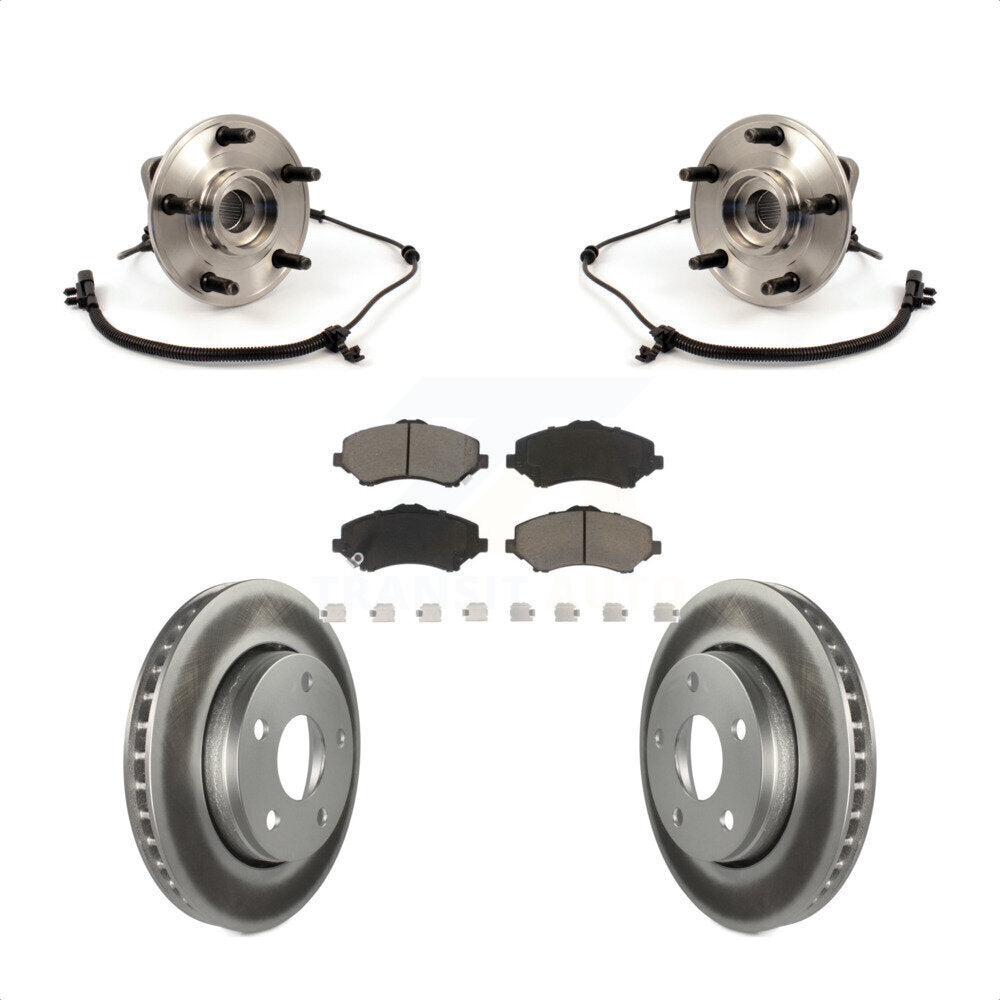 Hub Bearing Assembly Coat Brake Rotor Pads Front Kit For 2007-2010 Jeep Wrangler