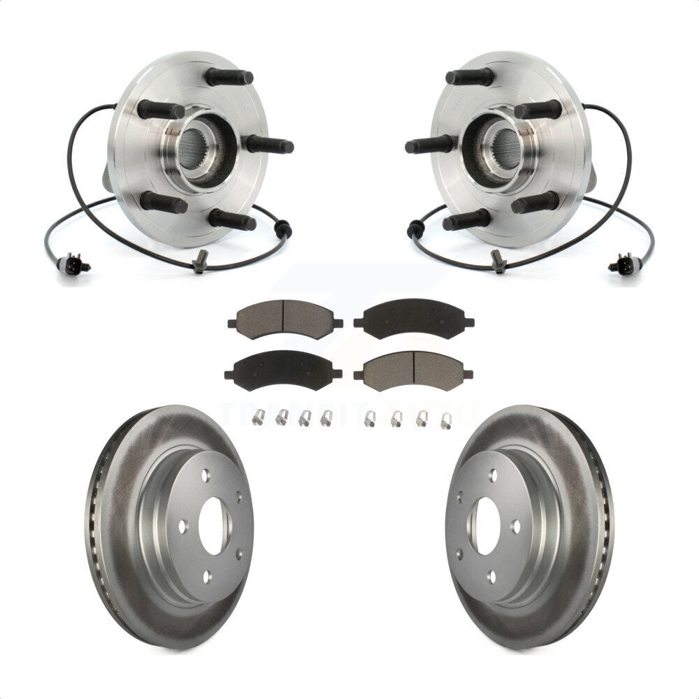 Hub Bearing Coated Brake Rotor & Pads Front Kit For Chrysler Aspen Dodge Durango