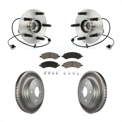 Hub Bearing Coated Brake Rotor & Pads Front Kit For Chrysler Aspen Dodge Durango