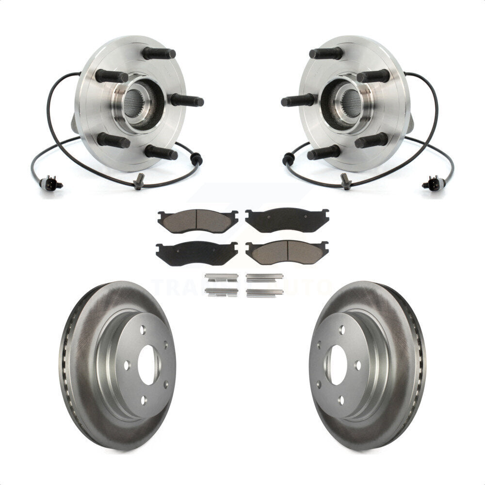 Hub Bearing Assembly Coated Brake Rotor And Pad Front Kit For 2006 Dodge Durango