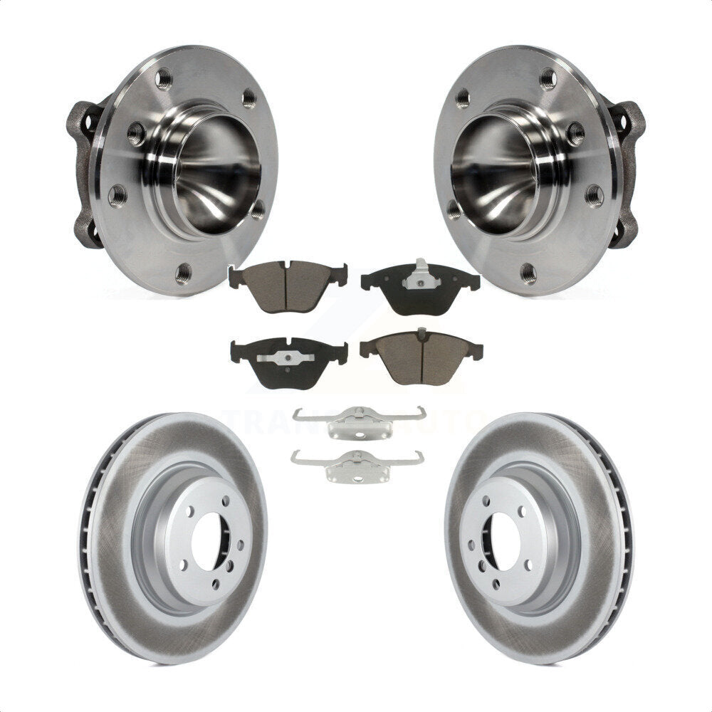 Hub Bearing Assembly Coated Brake Rotor & Pads Front Kit For BMW 335i 335is 335d