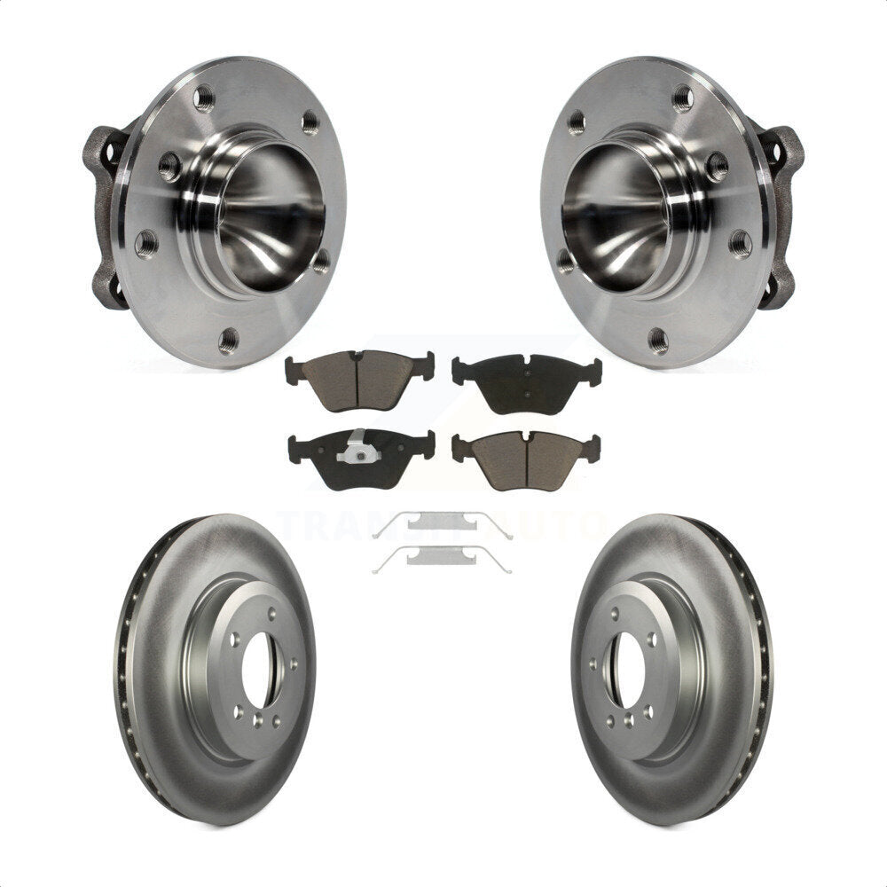 Hub Bearing Assembly Coated Disc Brake Rotor & Pads Front Kit For 2006 BMW 330Ci