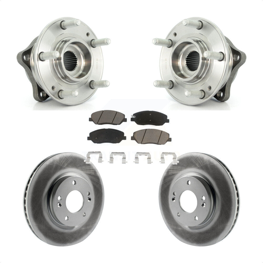 Hub Bearing Coated Disc Brake Rotor Pad Front Kit For 2007-2009 Hyundai Santa Fe