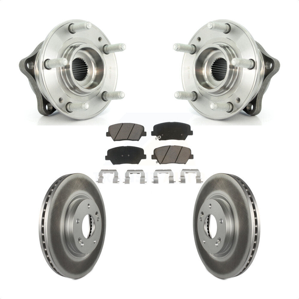 Hub Bearing Coated Brake Rotor & Pads Front Kit For Hyundai Santa Fe Kia Sorento