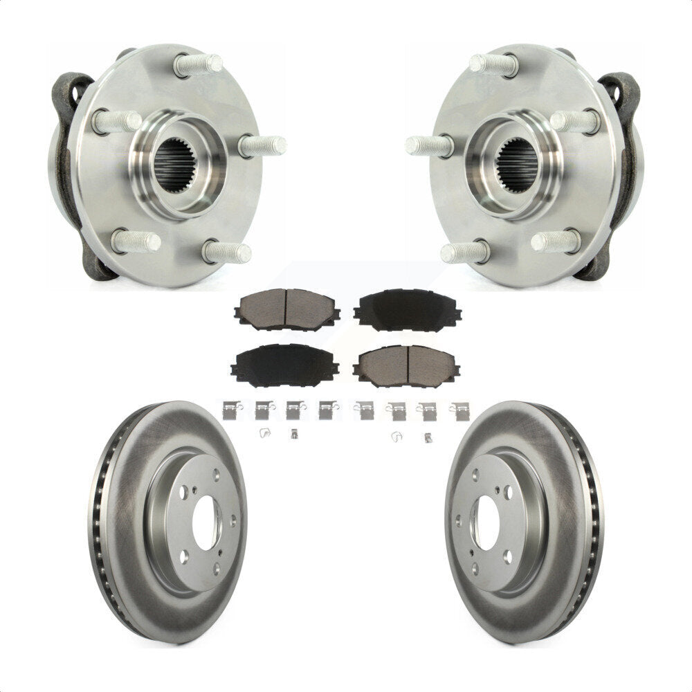 Hub Bearing Assembly Coat Brake Rotor Pad Front Kit For 2013-2018 Toyota RAV4 LE