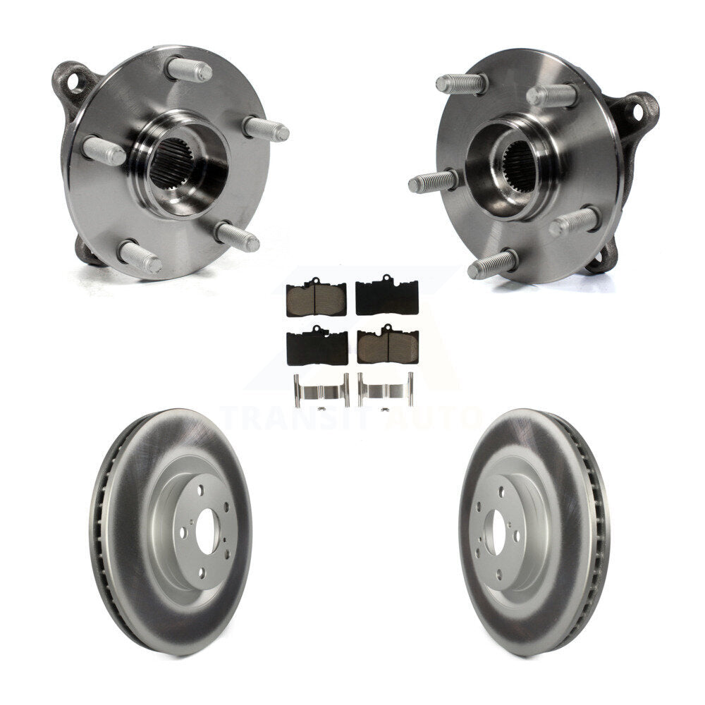 Hub Bearing Coated Brake Rotor & Pad Front Kit (5Pc) For Lexus IS300 IS350 GS350