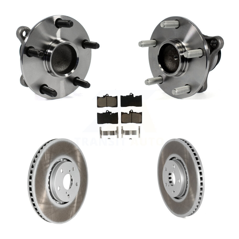 Hub Bearing Coated Brake Rotor Pads Front Kit (5Pc) For Lexus IS350 GS350 GS450h