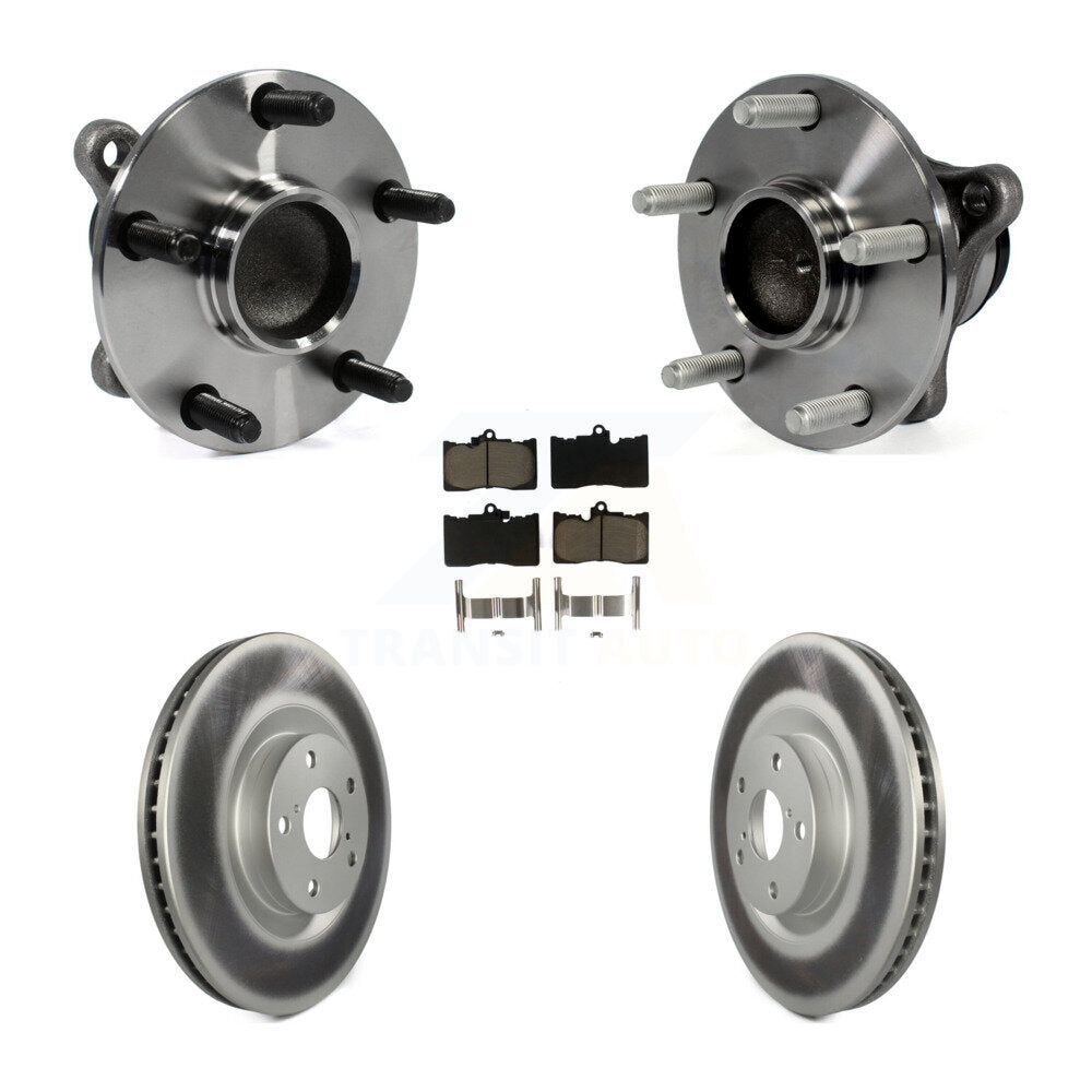 Hub Bearing Coated Brake Rotor Pads Front Kit (5Pc) For Lexus IS350 GS350 GS450h