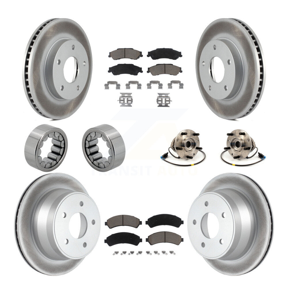 Hub Bearing Coated Brake Rotor Pads Shoe Front Rear Kit (10Pc) For Chevrolet GMC