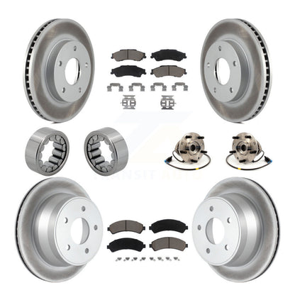 Hub Bearing Coated Brake Rotor Pads Shoe Front Rear Kit (10Pc) For Chevrolet GMC