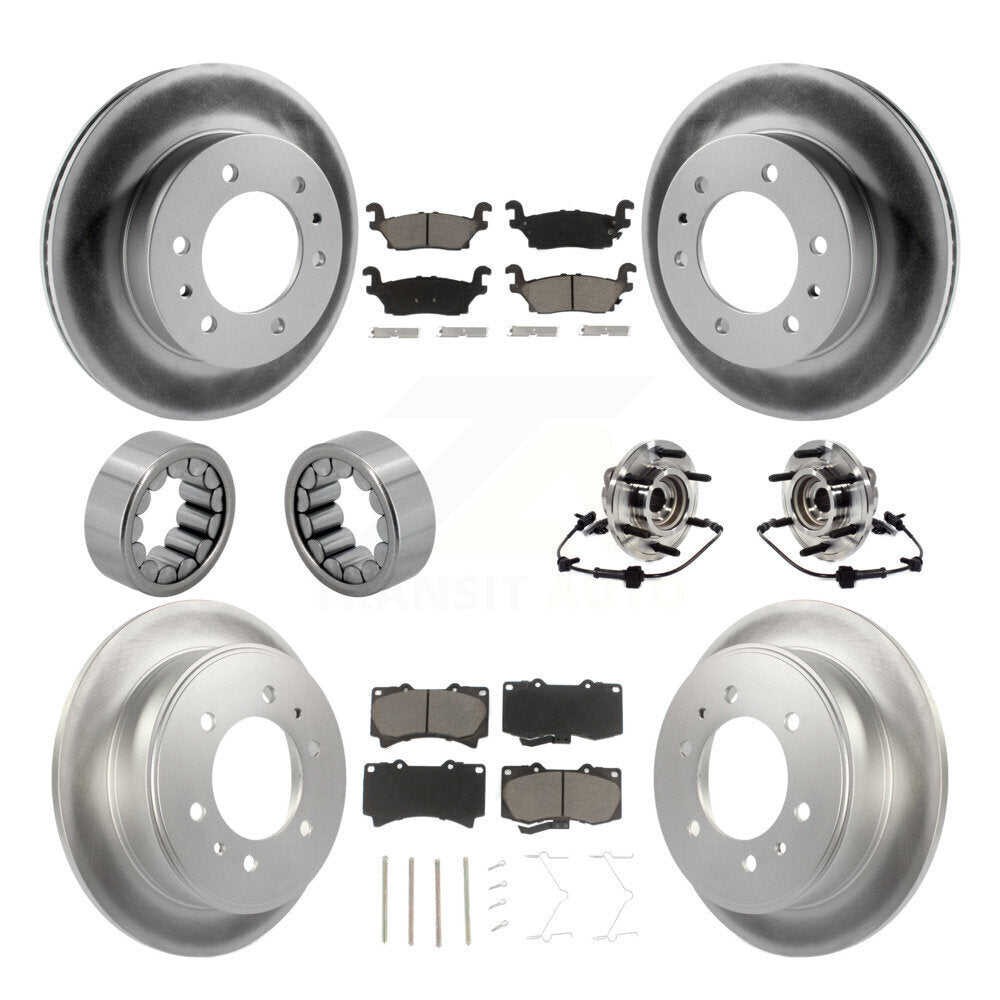 Hub Bearing Coated Brake Rotor Pads Shoe Front Rear Kit (10Pc) For Hummer H3T H3